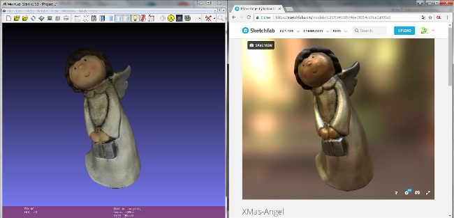X-mas angel example in Meshlab and on Sketchfab